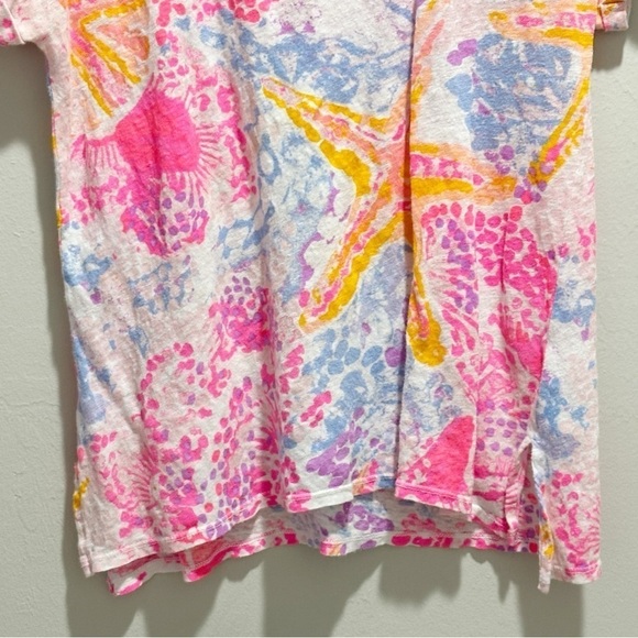 LILLY PULITZER Women’s Multicolor Linen INARA Tee In BOHEMIAN BEACH Preppy Sz XS - Picture 5 of 8